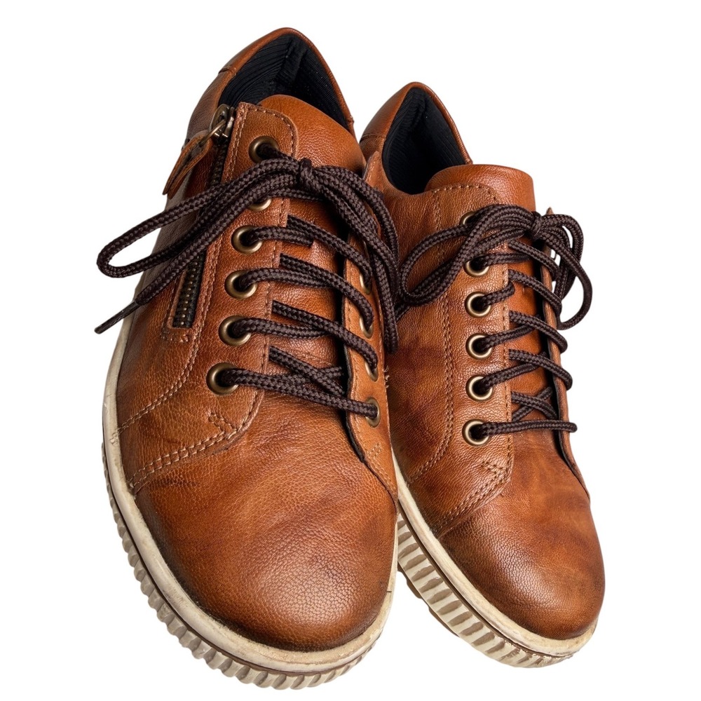 Remonte D0700 Maditta Cognac Leather RemonteTEX Zip Sneakers Women 7.5 EU38 - Picture 5 of 16
